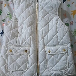 St. John's Bay White Quilted Puffer Vest with Gold Hardware